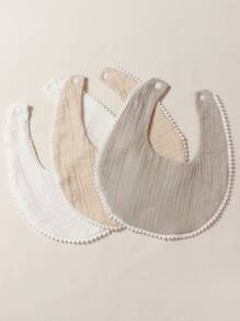 Conjunto de 3 baberos/pañuelos para babear de algodón 100% de gasa de color caramelo lindos para bebé, adecuados para uso diario