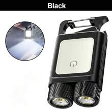 1 pieza Linterna LED mini portátil y multifunción - 6 modos de iluminación + luz lateral COB, 500 lúmenes ultra brillante, batería de carga rápida Tipo-C de larga duración, resistente al agua IPX5, gancho magnético colgante, esencial para aventuras al aire libre/acampada/hogar/emergencias