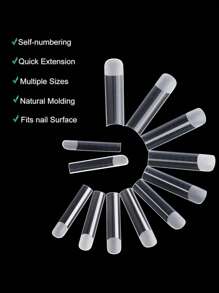 120 piezas Moldes de uñas cuadrados transparentes, juego completo de 12 tamaños XXL mate con gel de polímero doble para extensiones de uñas, herramienta de arte de uñas para salones y bricolaje