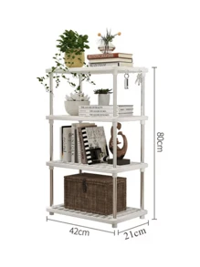 Estante de almacenamiento de 4 capas, plástico multifuncional, blanco