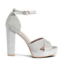 Weide Sandalias de Dama Mujer Tacones Grueso Social Fiesta Moda - Plateado - Ver 3