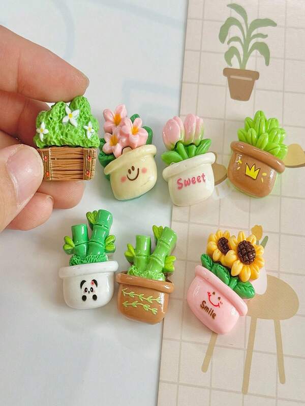 7 قطع مغناطيس نباتات خضراء - ديكور ملون بشكل حيوي ومتين للمطبخ والمكتب وغيرها - استخدام متعدد على الثلاجة والسبورات البيضاء