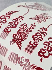 Tiebeauty 1 件花朵指甲花纹身贴纸棕色防水手部纹身贴纸女士派对贴花 Mehndi 设计 - 棕色 - 查看 9