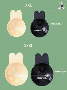 1pair Reusable Plus Rabbit Ear Nipple Covers, Invisible Silicone Adhesive Bra Pasties For Sports And Push-Ups