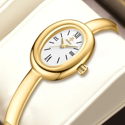 YaLaLuSi 轻奢高级感小手链女士石英表精致椭圆表盘罗马刻度适合学校工作聚会派对各种场合送家人送女友礼物首选