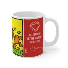 Celebrating Keith Haring, Pop Art Tribute 11 Oz Coffee Mug, Street Art, Art Collectors Gift, Pride Fan Haring Coffee Mug - 白色 - 查看 3
