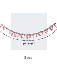 蝴蝶结丝带花环旗帜，蝴蝶结手工悬挂花环，甜蜜房间壁挂横幅，适用于生日房间少女心装饰婚礼派对装饰