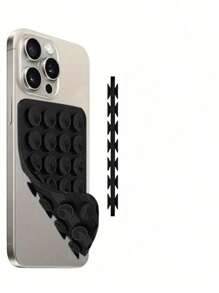 1pc Silicone Phone Sticky Grip Handle, Suction Phone Case Stand, Hands-Free Sticky Phone Handle For Selfie And Video, Mobile Finger Grip Stand - Multicolor - View 3