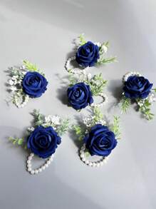 1pc/6pcs Artificial Rose Flower Bride Wrist Corsage Women Hand Flower Wedding Flowers Party Decoration Valentine's Day Accessories - Wrist Flower - View 16