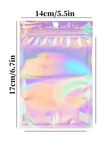 1000/500/100/50 Nhiều kích cỡ tùy chọn, Túi chống mùi có thể đóng lại, Túi màng polyester cầu vồng ba chiều, Túi khóa kéo bằng lá nhôm có thể hàn nhiệt có lỗ treo, Thích hợp để đóng gói quà tặng cho bữa tiệc, Túi niêm phong mẫu trang sức và móng tay, Túi đóng gói quà tặng cho bữa tiệc, Túi đựng phụ kiện trang sức, Túi đựng mỹ phẩm, v.v. Thích hợp cho túi giấy bạc nhôm đựng quà tặng cho bữa tiệc doanh nghiệp nhỏ - Nhiều màu - Xem 19