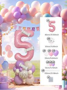 Set de 25 piezas que incluye: Globos con números del 0 al 9 de 32" en rojo/azul/dorado/rosa, Globos de látex con diseño de pata de perro de 12", Globos de látex mixtos de 10" en rojo, amarillo y azul, y Globos largos blancos con forma de hueso de perro. Adecuado para cumpleaños, aniversarios y eventos celebrativos. - Multicolor - Ver 35