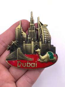 Metal Dubai Magnetic Refrigerator Sticker, Creative Souvenir With Ship, Skyscraper, UAE Design, Burj Khalifa - Multicolor - View 8