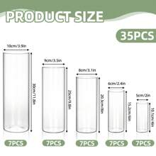 Superlele 5/20/35pcs Glass Cylinder Vases-4, 6, 8, 9.8, 11.8 Inch Tall Hurricane Floating Glass Candle Holders Clear Flower Vases For Centerpieces Home Table Decor Wedding Party Decorations