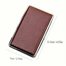 1PC Slim Extended Cigarette Case For 20 Cigarettes 5.5mm Fashion Metal Leather Ultra-Thin Flip Cover Cigarette Case - 1件 粉紅色 - 查看 2