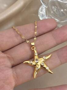 1 件海星吊坠项链女士可爱不锈钢链颈链日常派对珠宝礼物母亲节