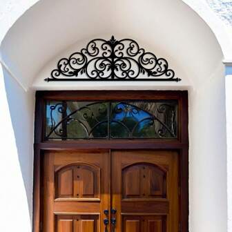 [Art Deco Metal Wall Art] HELLOYOUNG Art Deco Metal Iris Scroll Wall Art - Floral-Themed Bedroom & Indoor Wall-Mounted Decor - Christmas & Wedding Suitable Room Decors Garden Decor Wedding Decor Home Decors