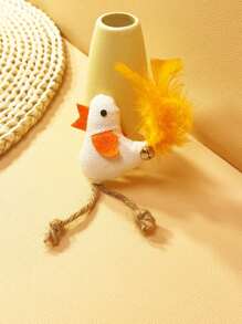 1pc New Mini Realistic Chicken Cat Lover And Cat Mom Love Toy, Sisal Rope & Feather With Bell, Sound Activated Interactive Cat Lover And Cat Mom Love Teaser Toy