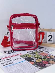 1pc PVC Material Transparent Zipper Closure Unisex Crossbody Bag/Jelly Bag, Suitable For Summer Outdoor Use And Birthday Gift - A - View 19