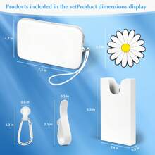 Set de 5 accesorios de bolso de playa: Monedero rectangular de silicona, decoraciones de dibujos animados de girasol encantadores, floral de verano