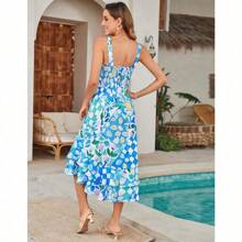 Women's 2025 Summer Floral Boho Dress Square Neck Strapped Swing A Line Sundress Beach Long Maxi Outfits