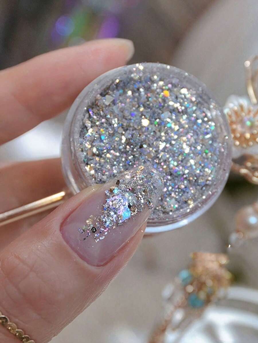 1 cutie/5 cutii pudră cu sclipici pentru unghii cu paiete, 1g/borcan pudră strălucitoare iridescentă cadou pentru femei, fete, mame și soții, pentru salon de unghii/casă DIY/nuntă/călătorii/primăvară/vară, sclipici Y2K ușor de făcut pentru unghii, machiaj Rave, accesorii pentru petreceri Rave - Multicolor - Vizualizare 1