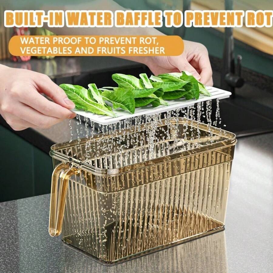 Refrigerator Storage Food Container Fresh Vegetable Fruit Boxes Drain Basket Storage Containers Pantry Kitchen Organizer