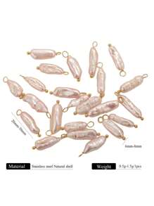 1PC Natural Fresh Water Baroque Pearl Elegant Stainless Steel Bent Pin Pendant DIY Necklace Earrings Jewelry - Multicolor - View 8