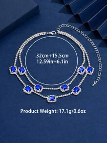 1pc Women's Elegant Multi-Layer Necklace, Cubic Zirconia & Crystal Pendant, Suitable For Everyday Wear, Weddings And Parties - Multicolor - View 4