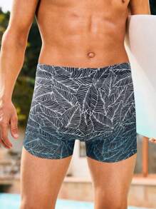 Men's Fashion Floral Print Swimming Trunks, Stylish And Suitable For Summer - Black - View 4