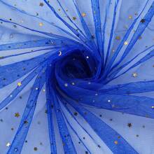 1pc Star & Moon Hexagonal Tulle Fabric, Handmade DIY Headpiece, Clothing, Dress, Flower Packaging, Soft Tulle