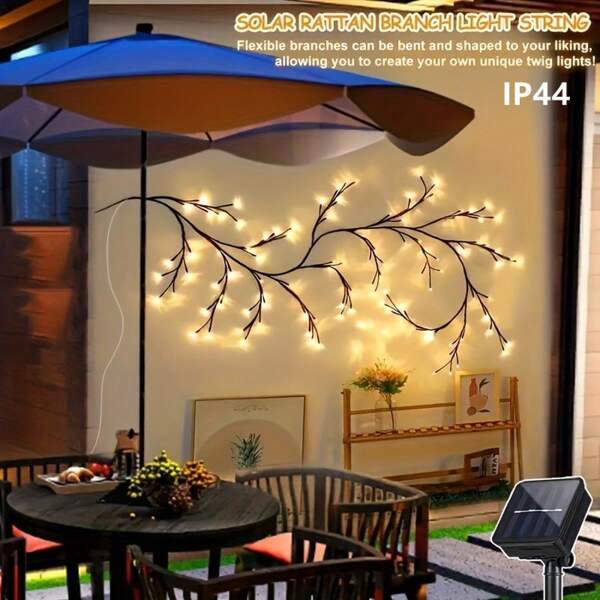 Solar-Powered Vine Lights, Christmas, Easter DIY Vine Room Decorations, 8-Mode Outdoor Branch Lights, Suitable For Outdoor Gardens, Wall Decorations (Warm White).