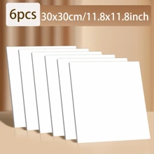 6 tấm vải canvas hình chữ nhật màu trơn, tấm vải canvas đa năng đơn giản để vẽ, trở lại trường, đồ dùng học tập - trắng - Xem 17