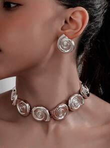 1 Set European And American Style Versatile Exaggerated Conch Necklace Set For Beach Vacation - Leopard Print Conch Necklace Set - View 9