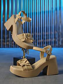 Chunky Heel Women's Sandals, New Fashionable Summer Casual Comfortable Waterproof Platform Criss-Cross Wedge High Heel Shoes, Luxury, Elegant, Suitable For Wedding, Party, Office, Beach, Home