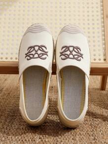 女士百搭时尚休闲乐福鞋，平底，一脚蹬，透气，舒适宽松鞋，适合春夏季 - 米色 - 查看 1