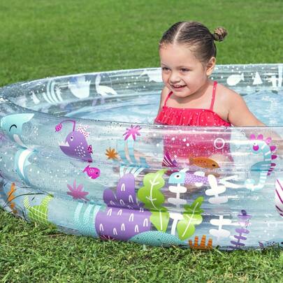 Importadora La Merced Piscina infantil inflable redonda con diseño de peces 1.83 mts alberca para niños segura y resistente accesorios acuáticos ideales para verano fiestas y jardín fácil instalación