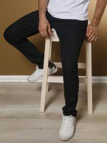 Men's Black Traditional Premium Cotton Trousers - Hitam - View 7