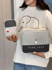 1pc Portable Medicine Storage Bag, Travel First Aid Kit, Home Medical First Aid Box, Travel Health Medicine Organizer, Suitable For Home, Travel, Disease Prevention