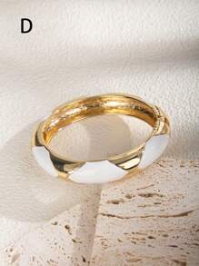 1pc Fashion Personalized Feeling White Dripping Oil Elastic Bangle, Suitable For Daily Wear, Party Gifts