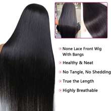 Body Wave Wigs With Bangs Human Hair Wigs For  Women None Lace Front Wigs 200% Density Brazilian Virgin Hair Glueless Machine Made Wig Natural Color(18-38 Inch, Body Wave) - S1 - 查看 4