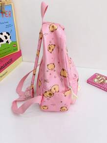 Cute Capybara Printed Backpack, Unisex Versatile Small Bookbag For Kids, Daycare Schoolbag - A - View 6