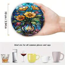 4 件套自然鲜艳的彩色鸟类和花卉图案杯垫，适用于办公室、浴室、厨房、客厅、卧室装饰、防滑桌垫 - 彩色 - 查看 12