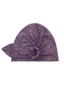 1pc European & American Style Women's Sequin Pleated Twist Headscarf Hat, Head Wrap Turban Hat With Metal Button For Dress - A - View 2