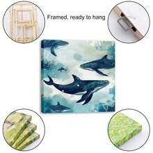 1 Piece Home Decor Wall Framed Canvas Whale Sea Ocean Pattern Home Decor Framed Canvas Wall Art Paintings For Living Room - Canvas Framed Print Wall Artworks Bedroom Decoration Office Wall Decor - Multicolor - View 2
