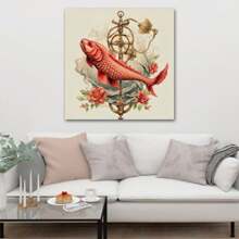 1 Piece Home Decor Wall Framed Canvas Fish Pattern Home Decor Framed Canvas Wall Art Paintings For Living Room - Canvas Framed Print Wall Artworks Bedroom Decoration Office Wall Decor