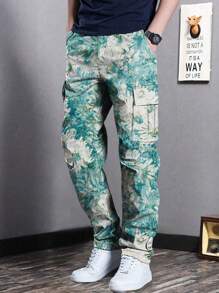 1pc Tween Boy Fashionable Loose Fit Allover Print Casual Straight-Leg Cargo Pants - Blue - View 5