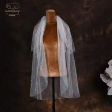 1 pieza Velo nupcial de doble capa con perlas falsas completas / Estilo romántico y adorable para mujeres / Adecuado para ceremonias de boda, disfraces de novia, actuaciones en el escenario y días festivos
