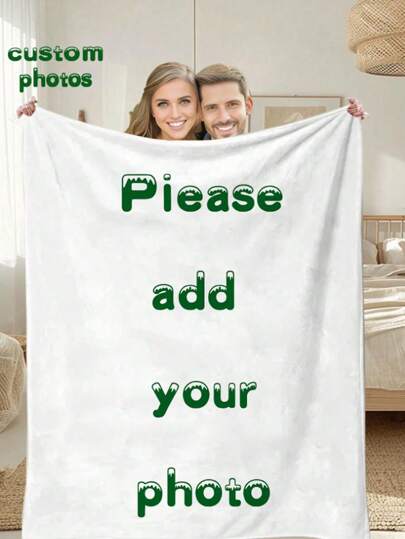 1pc Flannel, Extra Thick & Soft Lightweight Polyester Fiber Blanket, Suitable For All Seasons, Customizable For Backgrounds, Weddings, Personalized Images, Gifts For Family And Friends, Applicable For Living Room, Sofa, Bedroom, Car Interior (All Season)