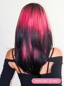 Ava WIGS 24 Inch Ombre Pink Black Wigs For Women Colorful Wigs Fashion Avant Street Punk Synthetic Layered Wigs For Music Festival Daily Party Cosplay Use