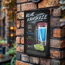 1PC Blue Kamikaze Drink Recipe Tin Sign, Vintage Chalkboard Art, Cocktail Recipe Design, 8x12 Inches/ 20x30 Cm - 8x12inch/20x30cm-1pc - View 6